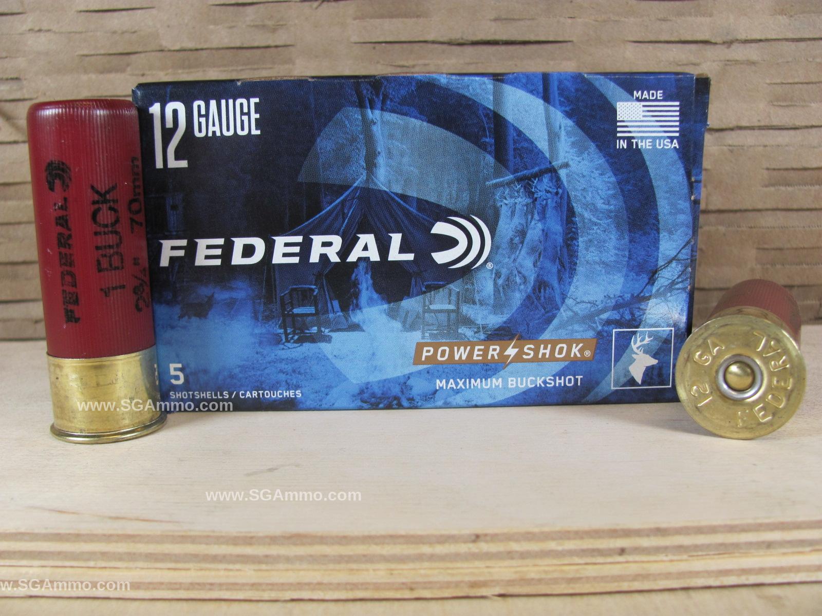 250 Round Case - 12 Gauge 2.75 Inch 16 Pellet Number 1 Buck Maximum Buckshot Federal Power-Shok Ammo - F1271B